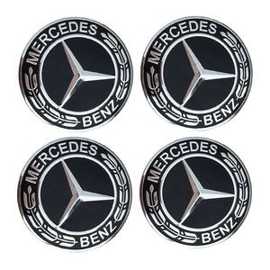 Mercedes Center Caps Black 75mm Brand New Set of 4